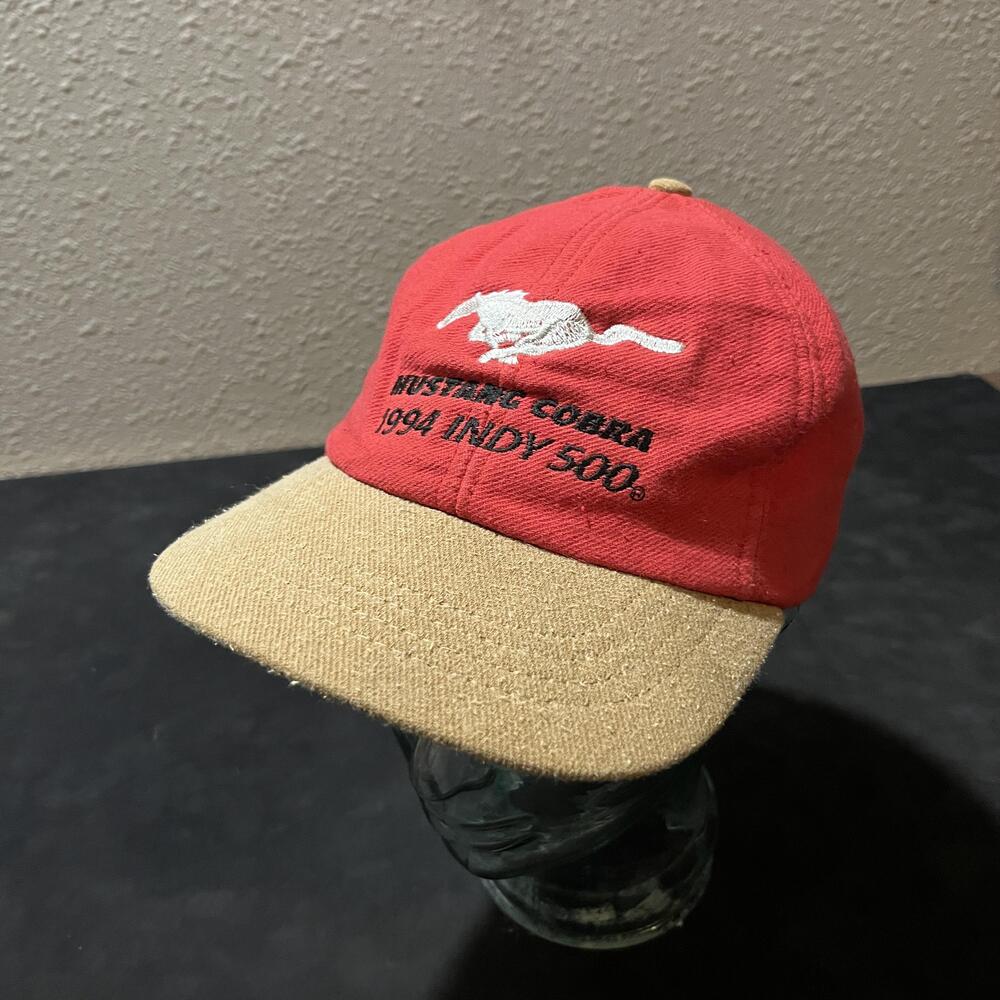 Vintage Mustang Cobra Hat 1994 Indy 500 Cap Strap Back Mens One Size Red 90s
